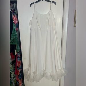 Plus Size White Ruffle Midi Dress